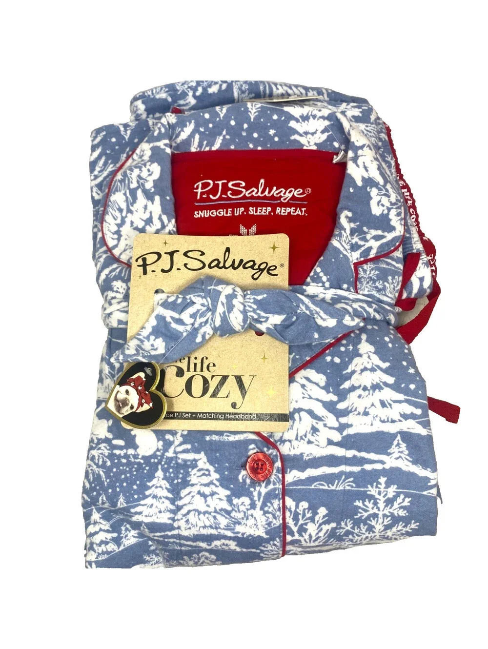 P.J. Salvage 2 Piece PJ Set and Matching Headband Steel Blue Size XL